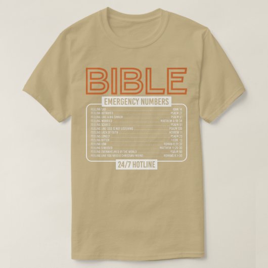 聖書の聖句バイブル緊急番号God Premium T- Tシャツ (デザイン正面)