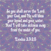 聖書の聖句ヒーリング聖なる書物、 経典引用文出エジプト23:25 シール (正面)