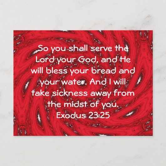 聖書の聖句ヒーリング聖なる書物、 経典引用文出エジプト23:25 ポストカード (正面)