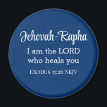 聖書の聖句ブルーを聞く主よ マグネット<br><div class="desc">この美しい磁石は、神の名の一つと、神が私たちの癒しであると宣言する出エジプト記の強力な聖句を特徴としている。</div>