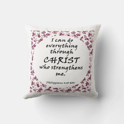 聖書の聖句ホワイトフローラ装飾用クッション クッション (裏面)