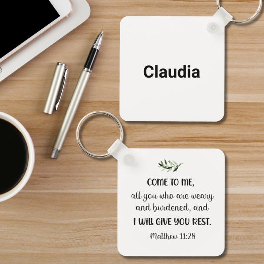 聖書の聖句マシュー・オリーブスクエアキーチェーン キーホルダー