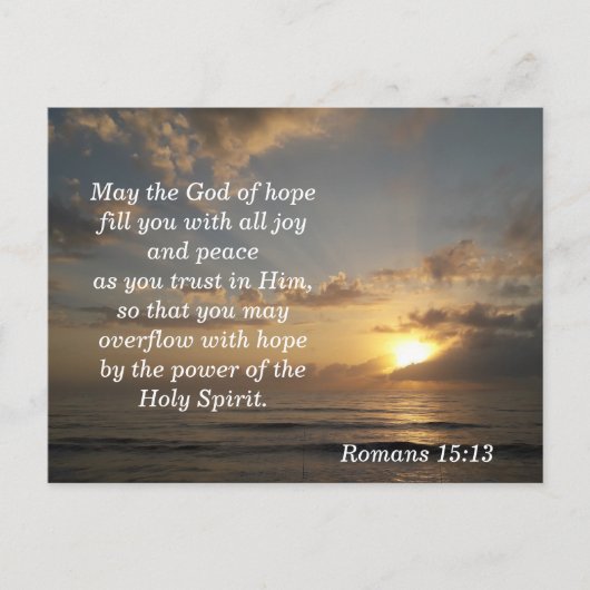 聖書の聖句メモリカードローマ人15:13 ポストカード (正面)