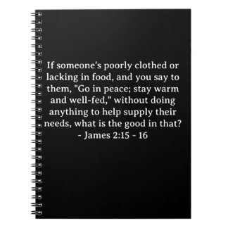 聖書の聖句ヤコブ2:15 - 16 ノートブック