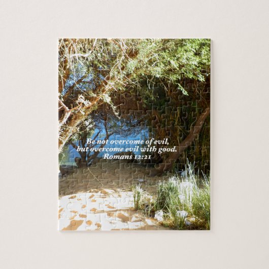 聖書の聖句ラブ引用文ことわざローマ人12:21 ジグソーパズル (縦)