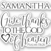 聖書の聖句与え感謝していのクリスチャンモダンスクリプト シール (正面)