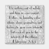 聖書の聖句勇気付けられるピリピ2:3-4 マグネット (正面)