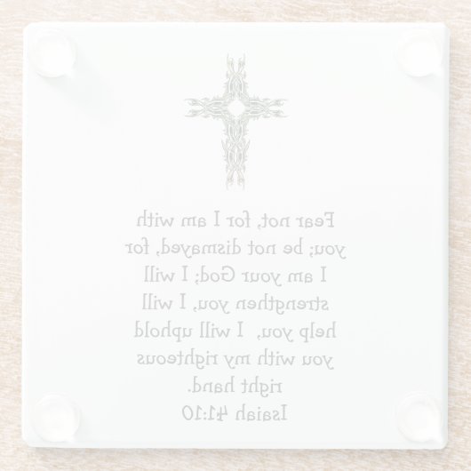 聖書の聖句感動的引用文イザヤ41:10 ガラスコースター (裏面)