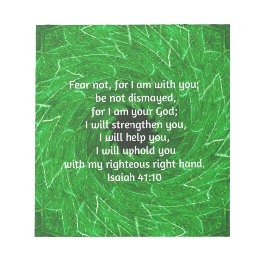 聖書の聖句感動的引用文イザヤ41:10 ノートパッド (正面)