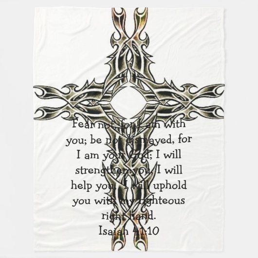 聖書の聖句感動的引用文イザヤ41:10 フリースブランケット (正面)