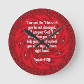 聖書の聖句感動的引用文イザヤ41:10 ラウンド壁時計 (正面)