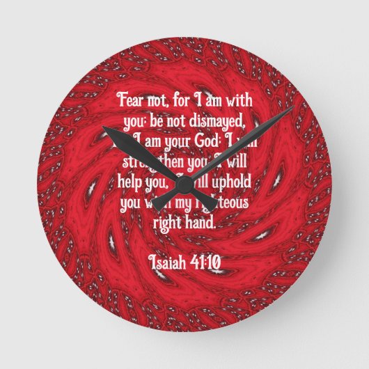 聖書の聖句感動的引用文イザヤ41:10 ラウンド壁時計 (正面)
