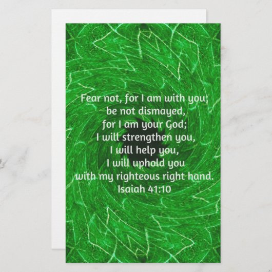 聖書の聖句感動的引用文イザヤ41:10 便箋 (正面/裏面)