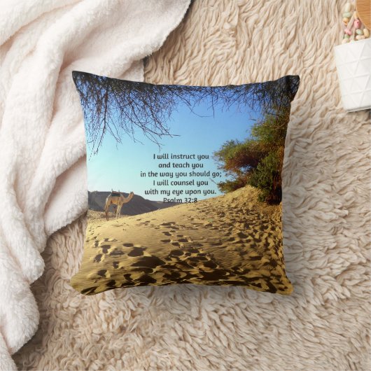 聖書の聖句感動的引用文詩篇32:8 クッション (ブランケット)
