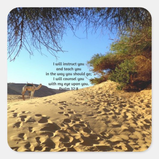 聖書の聖句感動的引用文詩篇32:8 スクエアシール (正面)