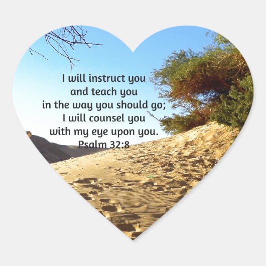 聖書の聖句感動的引用文詩篇32:8 ハートシール (正面)