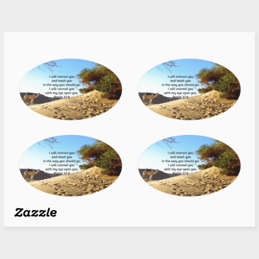 聖書の聖句感動的引用文詩篇32:8 楕円形シール (シート)