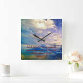 聖書の聖句時計 – ヘブライ語2:4 スクエア壁時計 (ホーム)