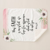 聖書の聖句素朴ピンクと白のフローラ シェルパブランケット (正面(横))