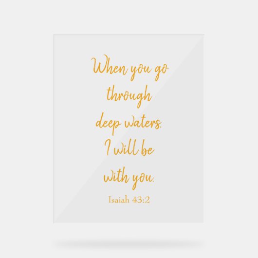 聖書の聖句金ゴールドに神が一緒にいる アクリルサイン (正面)