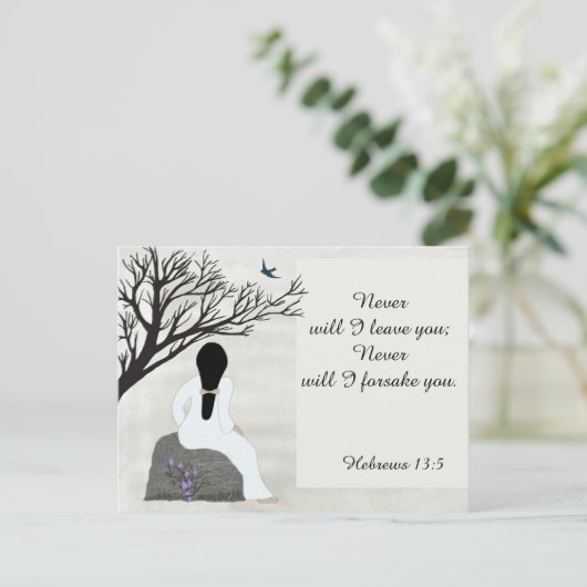 聖書の聖句離れ「決して君を見ない」 ポストカード (スタンド正面)