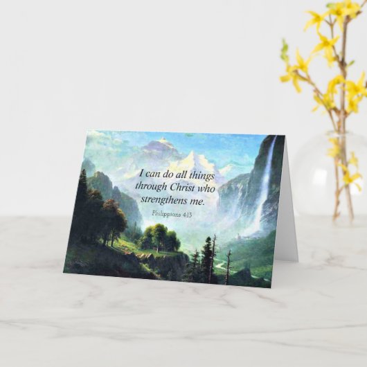 聖書の聖句、フィル4:13、わたしはすべての事をすることができる。 カード (黄色い花)