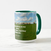 聖書の聖句、ヨハネ10:27、私の羊…マグ マグカップ (正面右)