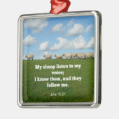 聖書の聖句、ヨハネ10:27、私の羊… メタルオーナメント (左)
