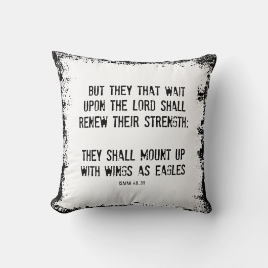 聖書の聖句:ワシとしての翼 クッション (正面)