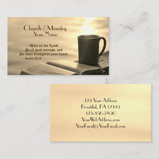 聖書の聖句、主に待感動的ち伏せ 名刺 (正面/裏面)