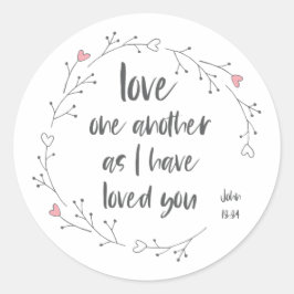 聖書の聖句：互いに愛し合う(+ハート) ラウンドシール
