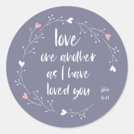 聖書の聖句：互いに愛し合う(+ハート) ラウンドシール