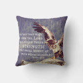 聖書の聖句:強さを更新し、翼をワシとして クッション (裏面)