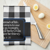聖書の聖句、白黒の文字 キッチンタオル (四つ折り)
