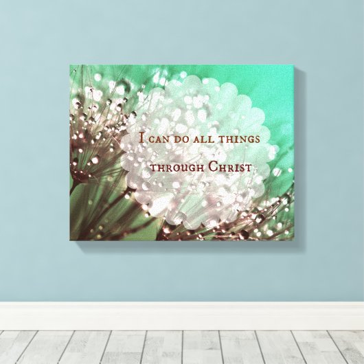 聖書の聖句:私はキリストを通して全てのことをすることができる キャンバスプリント (インサイチュ (ウッドフロア))