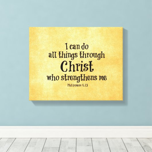 聖書の聖句:私はキリストを通して全てのことをすることができる キャンバスプリント (インサイチュ (ウッドフロア))