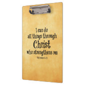 聖書の聖句:私はキリストを通して全てのことをすることができる クリップボード (左)