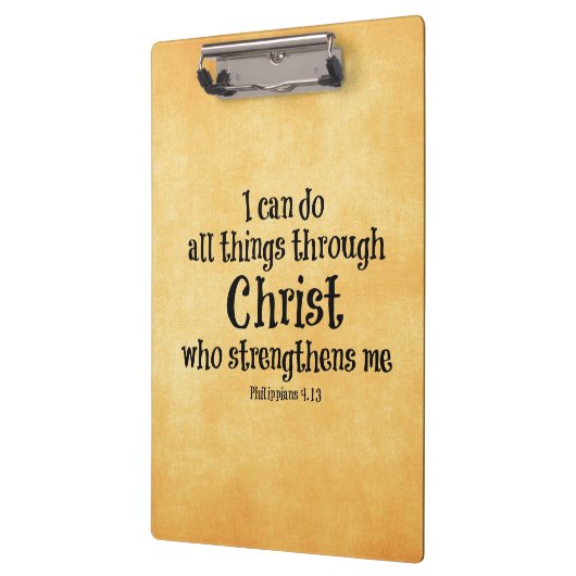 聖書の聖句：私はキリストを通して全てのことをすることができる クリップボード (左)