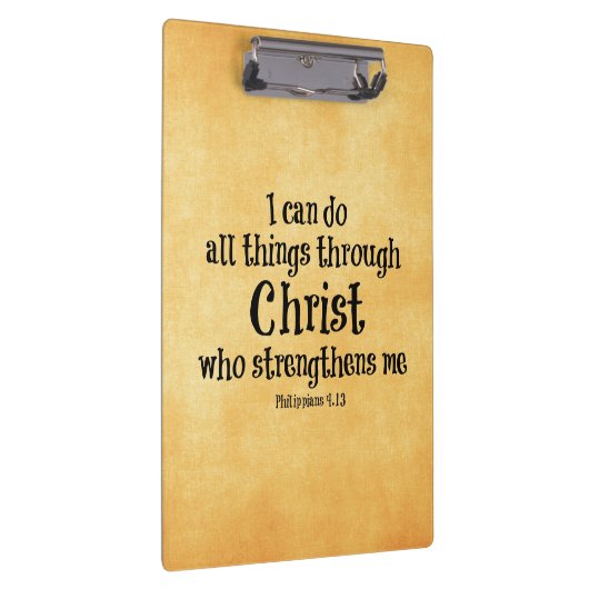 聖書の聖句:私はキリストを通して全てのことをすることができる クリップボード (右)