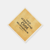 聖書の聖句:私はキリストを通して全てのことをすることができる スタンダードカクテルナプキン (角)