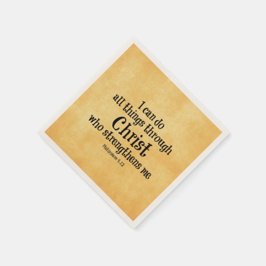 聖書の聖句:私はキリストを通して全てのことをすることができる スタンダードカクテルナプキン (角)