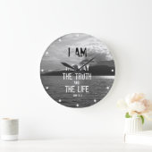 聖書の聖句:私は道、真理、生命である ラージ壁時計 (ホーム)