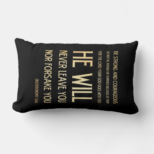 聖書の聖書の詩- Deuteronomyの31:6 ランバークッション (正面)