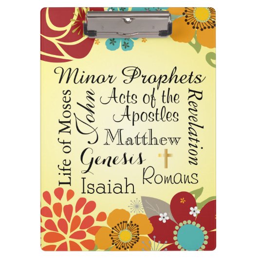 聖書の花のキリスト教の本 クリップボード (正面)