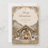 聖書の言葉のキリスト降誕のシーン メリークリスマスカード 招待状 (正面)
