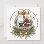 聖書の言葉入りサンタと馬小屋のクリスマスカード (正面)
