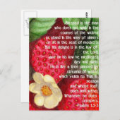 聖書の詩とイチゴ ポストカード (正面/裏面)