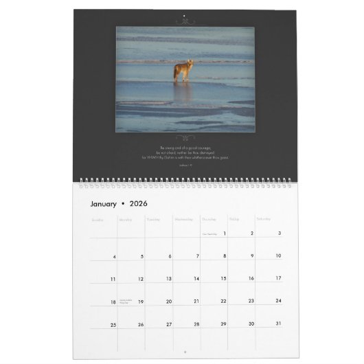 聖書の詩のカレンダーの野性生物シリーズ カレンダー (1月 2026)