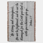 聖書の詩のプリントをインスパイアジョシュアの1:9 スローブランケット (正面縦)