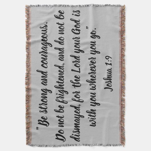 聖書の詩のプリントをインスパイアジョシュアの1:9 スローブランケット (正面縦)
